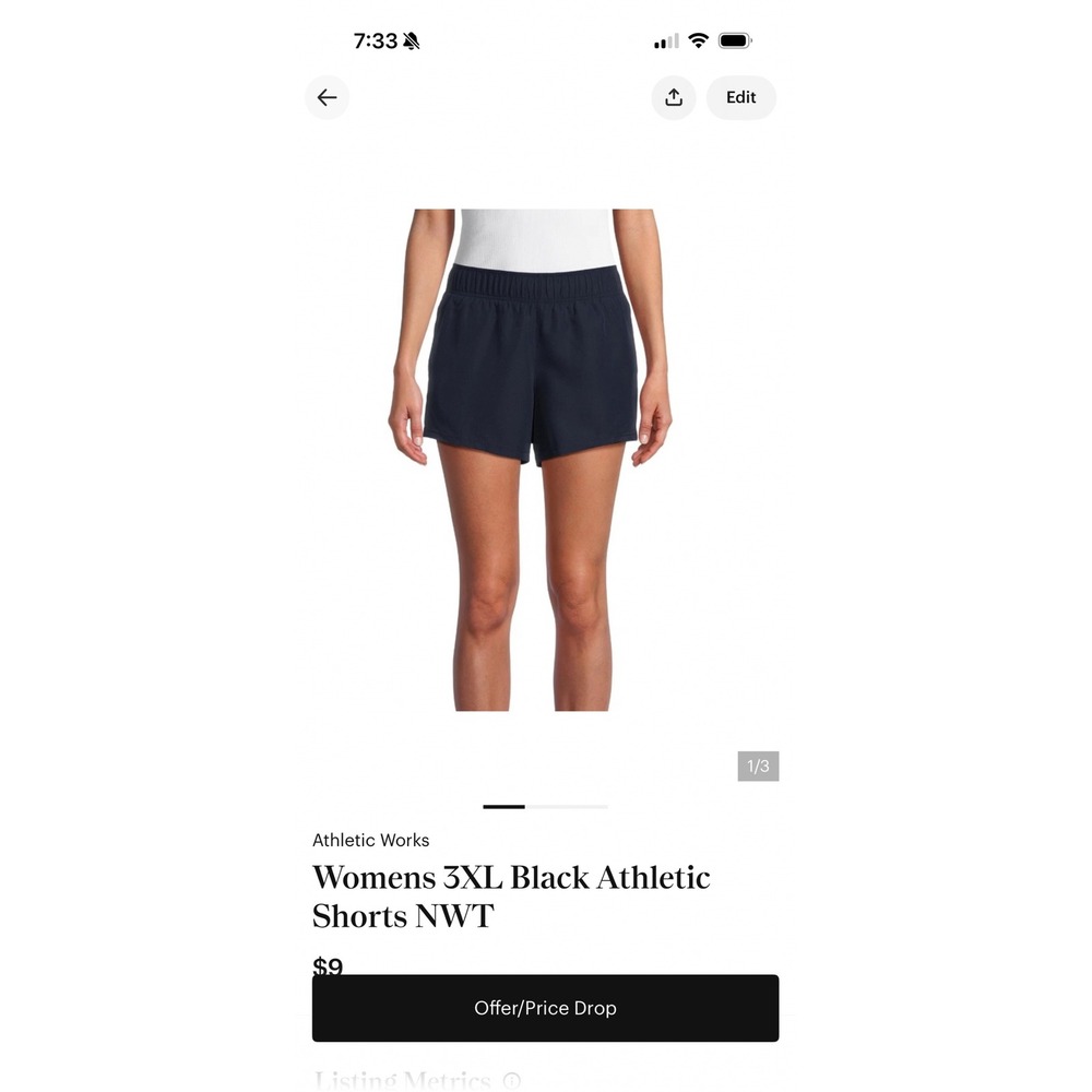 Athletic Works‎ Women's 3XL Black Pull-On Athletic Shorts NWT